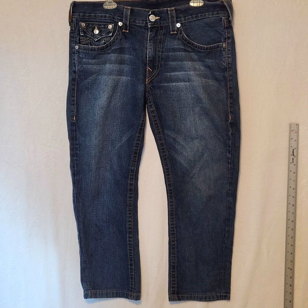 True Religion Billy Women's 36 Straight Leg Flap Pockets USA Made Cotton Jeans